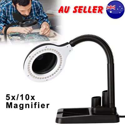 5/10X Magnifying Glass Lens Lighted Lamp Desk Magnifier 40 LED Light Tabletop AU • $20.45