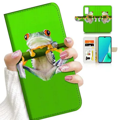 $13.99 • Buy ( For Oppo A57 / A57S ) Wallet Flip Case Cover AJ24406 Tropical Frog