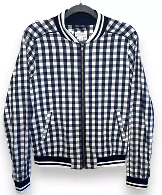 Merona NWOT Gingham Bomber Jacket M Plaid Checkered Coat Zip Cotton Lightweight • $15.50