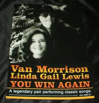 VAN MORRISON & LINDA GAIL LEWIS IN STORE PROMO POSTER FLAT 12x16 2000 CD Release • $14.95