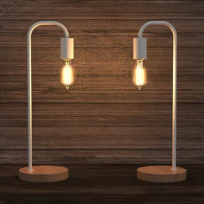 2X Modern Table Lamp Desk Light Timber Base Bedside Bedroom White Black Copper • $141.06