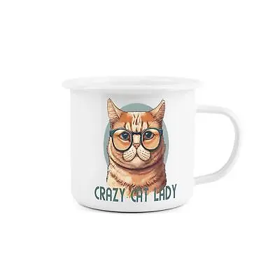 Cat Mug - Crazy Cat Lady Ginger Cat Enamel Mug • £11.99