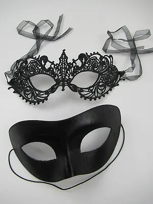 Couples Masquerade Mask Black His & Hers Sets Lot Of 8 Ball Party Mardi Gras • $14.95