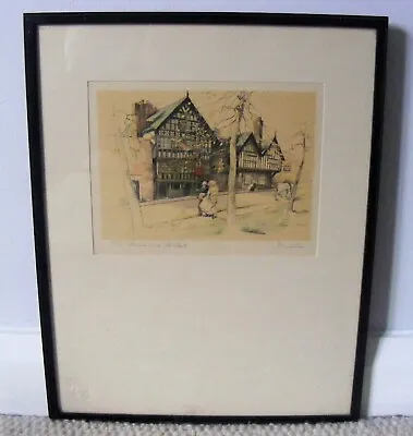 Antique Framed Print The Bear And Billet Inn Chester By Marjorie C. Bates • $22.37