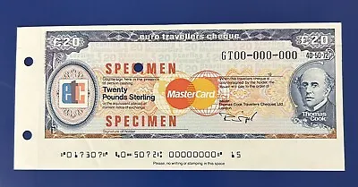 Rare THOMAS COOK ETATS  TRAVELLERS CHEQUE SPECIMEN £20 Sterling • $62.17