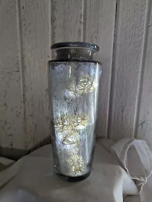 Artisan Newly Painted Vase Silver And Clear With Lights Looks Like Mercury Glass • $12.25