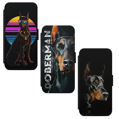 Doberman Dog Animal WALLET FLIP PHONE CASE COVER FOR IPHONE SAMSUNG HUAWEI • £9.99