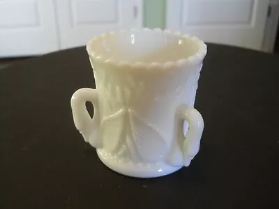 Vintage Westmoreland 3-Handle White Milk Glass Toothpick Holder Swans & Cattails • $19.35