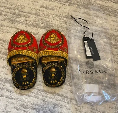 Gianni Versace Medusa Red Baroque Slippers Sandals House Shoes Mules S 5.5 6 • $99.99