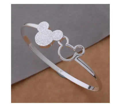 New Silver Plated Mickey Bangle Bracelet Walt Disney World Jewelry Minnie Mouse • $12.98