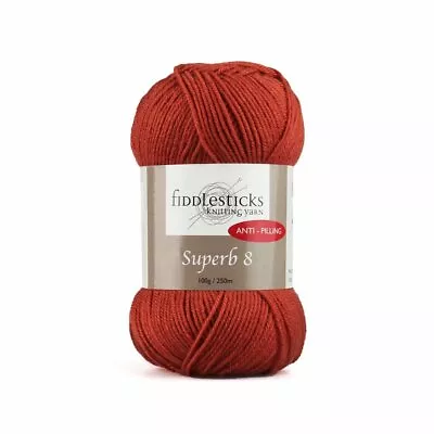 Fiddlesticks 100g  Superb 8  Acrylic 8-Ply Knitting Yarn • $6.90