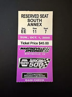 Tony Stewart Race Ticket Win #8 Martinsville Speedway 2000 • $12.95