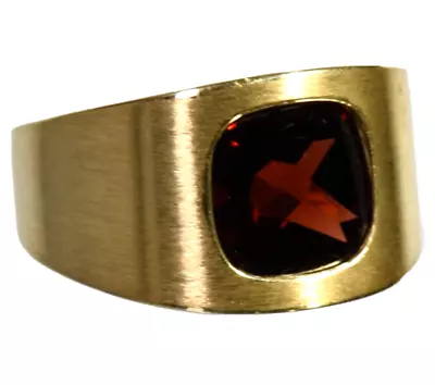 14k SOLID Gold  Natural Garnet Cushion Shape  Ring  Mens • $890