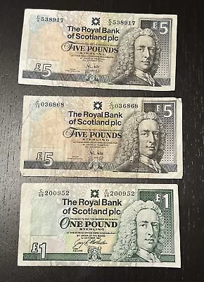 1997 2010 Royal Bank Of Scotland £1 £5 Pound Sterling Note Lot 3 Bills £11 Face • $4.80