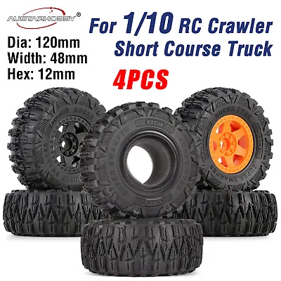 AUSTARHOBBY 2.2in Crawler Beadlock Wheels Tires Set For Axial SCX10 1/10 RC Car • £22.13