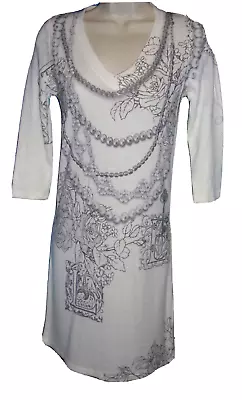 Pearls And Roses White Women’s Knit T Shirt Dress Size M By S-Twelve • $8.40