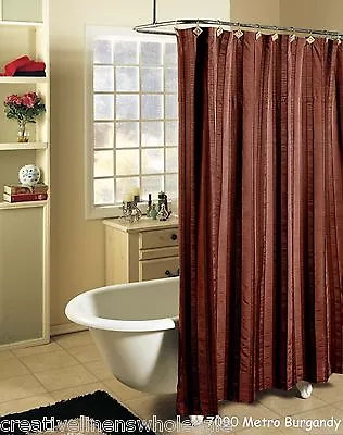 $19.99 • Buy Metro Stripe Fabric Shower Curtain BURGUNDY With Black Holiday Creative Linens