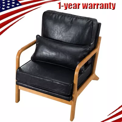 PU Leather Arm Chair Accent Single Sofa Modern Upholstered Living Room Armchair • $141