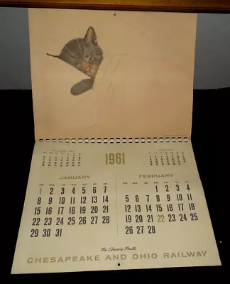 1961 Chessie The Cat Chesapeake & Ohio Railway Calendar • £24.12