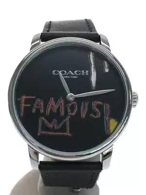 Coach Jean Michel Basquiat Watch Analog Leather BLK BLK From Japan • $188.90