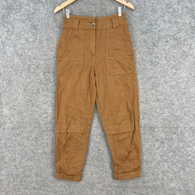 $19.95 • Buy Bershka Womens Pants Size US 6 AU 10 W28 Brown Crop Pockets High Waist 34801