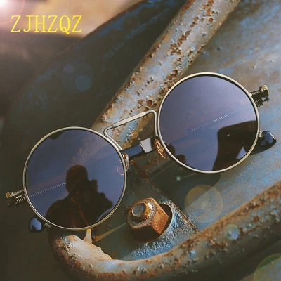 $15.39 • Buy Classic Retro Steampunk Polarised Sunglasses Mens Vintage Round Pilot Eyewears