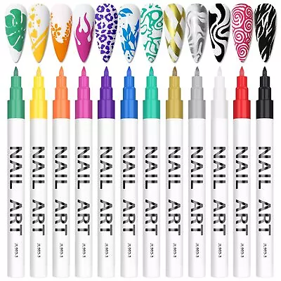 12 Color 3D Nail Art Pens Set Kalolary Nail Polish Pens Nail Point Graffiti ... • $31.15