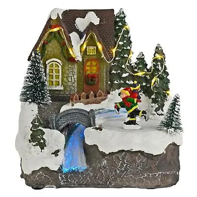 £21.99 • Buy Christmas Village Snow Scene LED Fibre Optic River Moving Decoration 14cm