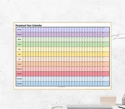 Perpetual/Infinite Year Calendar | A3/A2/A1 Poster Wall Planner Home Office • £7