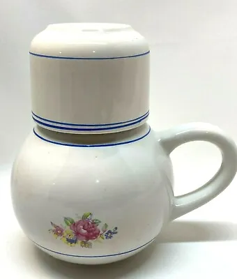 Tumble Up Bedside Ceramic Two Piece Water Pitcher White Floral Vintage • $24.18