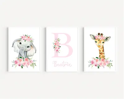 £10.80 • Buy Safari Animal Nursery Prints, Bedroom Wall Art, Pictures, Girls Nursery Decor 