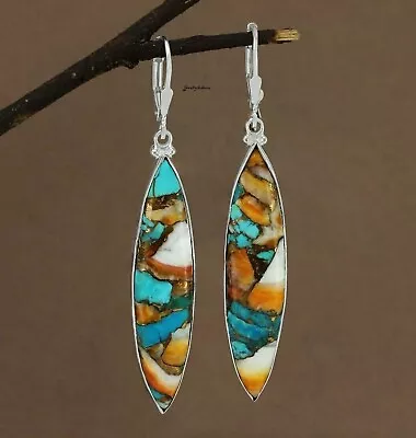 $19.13 • Buy Oyster Turquoise Earring Dangle Earring 925 Sterling Silver Lovely Earring  Sr06