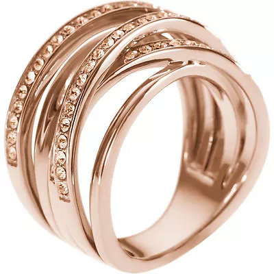 New-michael Kors Rose Gold Tone Pave Glitz Swarovski Ring (size 6) Mkj2124 • $127.49