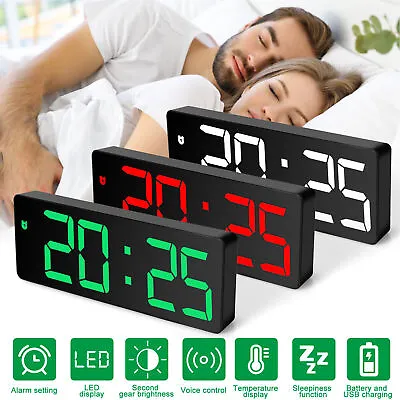 Digital LED Desk Alarm Clock Large Mirror Display USB Charge Snooze Temperature • $12.98