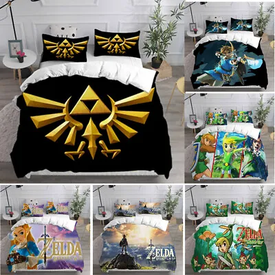 The Legend Of Zelda 3D Duvet Cover Cosplay Link Bedding Set Pillowcase Single • £30.60