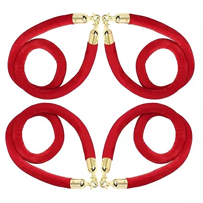 NovelBee 4pcs Red Velvet Stanchion Ropes With Gold Hooks10 Feet Stanchion Queu • $56.69