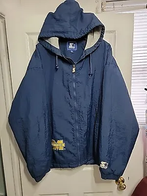 Vintage Starter Jacket Mens 2XL Blue Michigan Wolverines Full Zip Hooded  • $50