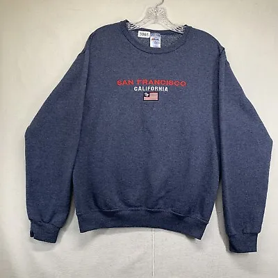 Vintage San Francisco California Embroidered Navy Sweatshirt Crewneck Size Small • $18.99