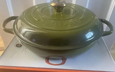 Le Creuset Signature Cast Iron 30cm Shallow Casserole -Olive With Gold Knob NEW • £295