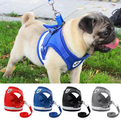 Reflective Pet Cat Dog Harness W/ Leash Breathable Mesh Walking Vest Adjustable  • $15.83