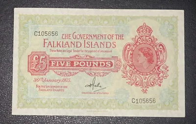 1975 AUNC January £5 Falkland Islands -{ C105656 }- P-9b • £199.99