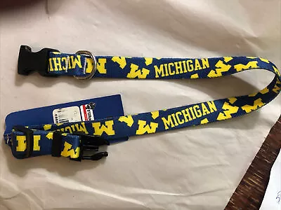 New Blue Michigan Wolverines Adjustable Dog Collar Size Medium 14  - 20  • $5.95