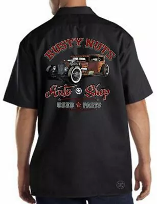 Original Rusty Nuts Mechanics Work Shirt ~ Hot Rod Garage ~ Chop Shop Auto • $29.99