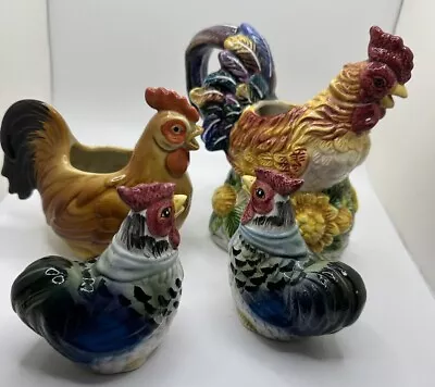 Vintage Ceramic Rooster Lot Kitchen Country Salt & Pepper Shakers Tea Pot • $24