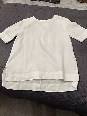 Ladies White Linen Marks And Spencer Top Size 6 • £2.50
