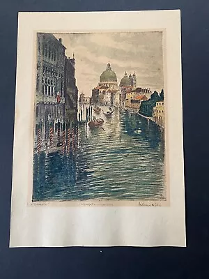 Bela Sziklay Hungarian Artist Pencil Signed Colored Etching Venice Canal • $75