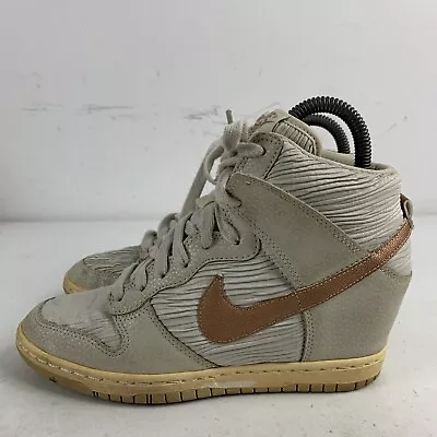 Nike Dunk Sky Hi Hidden Wedge Womens US 7 High Light Bone Metallic Shoes • $85