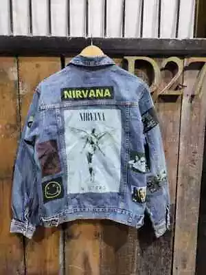 Nirvan CUSTOMISED Vintage 80's 90's Trucker Denim Jeans Jacket S-XXL • £34.99