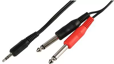 3 Metre 3.5mm Stereo Jack To Twin 2 X 6.35mm 1/4 Mono Plugs Splitter Cable Lead • £4.29