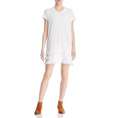 Wilt Womens White Cotton Ruffled Lace Trim T-Shirt Dress S BHFO 4684 • $14.99